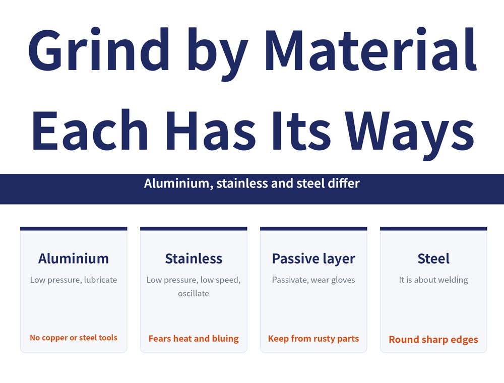 Grinding by Material reading-guide hero image. Title: 